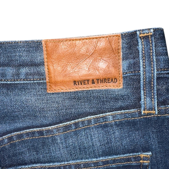 Madewell Rivet & Thread Jeans Size 24 Blue Cropped frayed ankle Denim - Picture 9 of 9